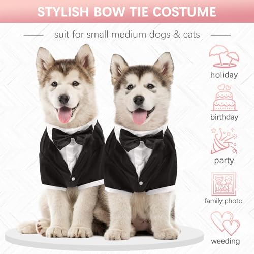 Kuoser Dog Tuxedo - Formal Black Costume with Bow Tie for Weddings, Parties & Holidays (XL)