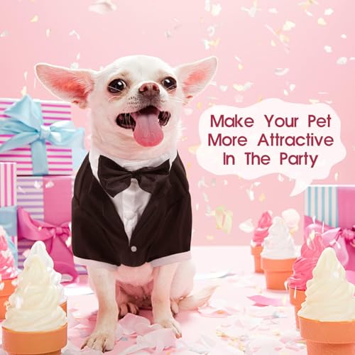 Kuoser Dog Tuxedo - Formal Black Costume with Bow Tie for Weddings, Parties & Holidays (XL)