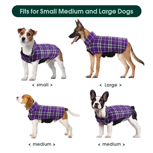 Kuoser Purple XS Dog Coat – Waterproof Reversible Winter Jacket for Small Dogs