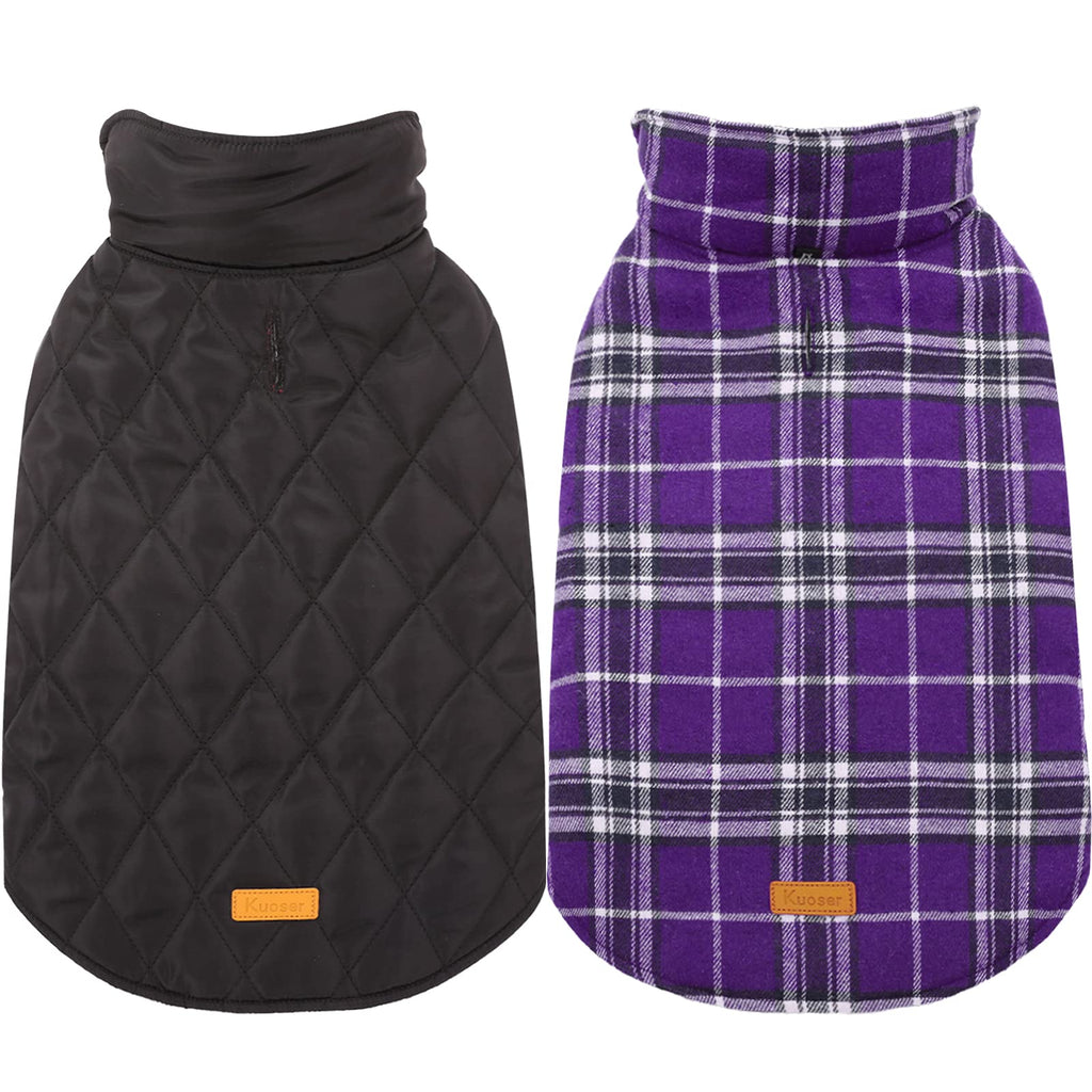 Kuoser Purple XS Dog Coat – Waterproof Reversible Winter Jacket for Small Dogs