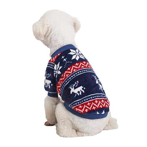 Kyaringtso 2 Pack Dog Sweaters for Small Dogs - Ultra Soft Warm Turtleneck Pullover, Christmas Red & Blue, Large