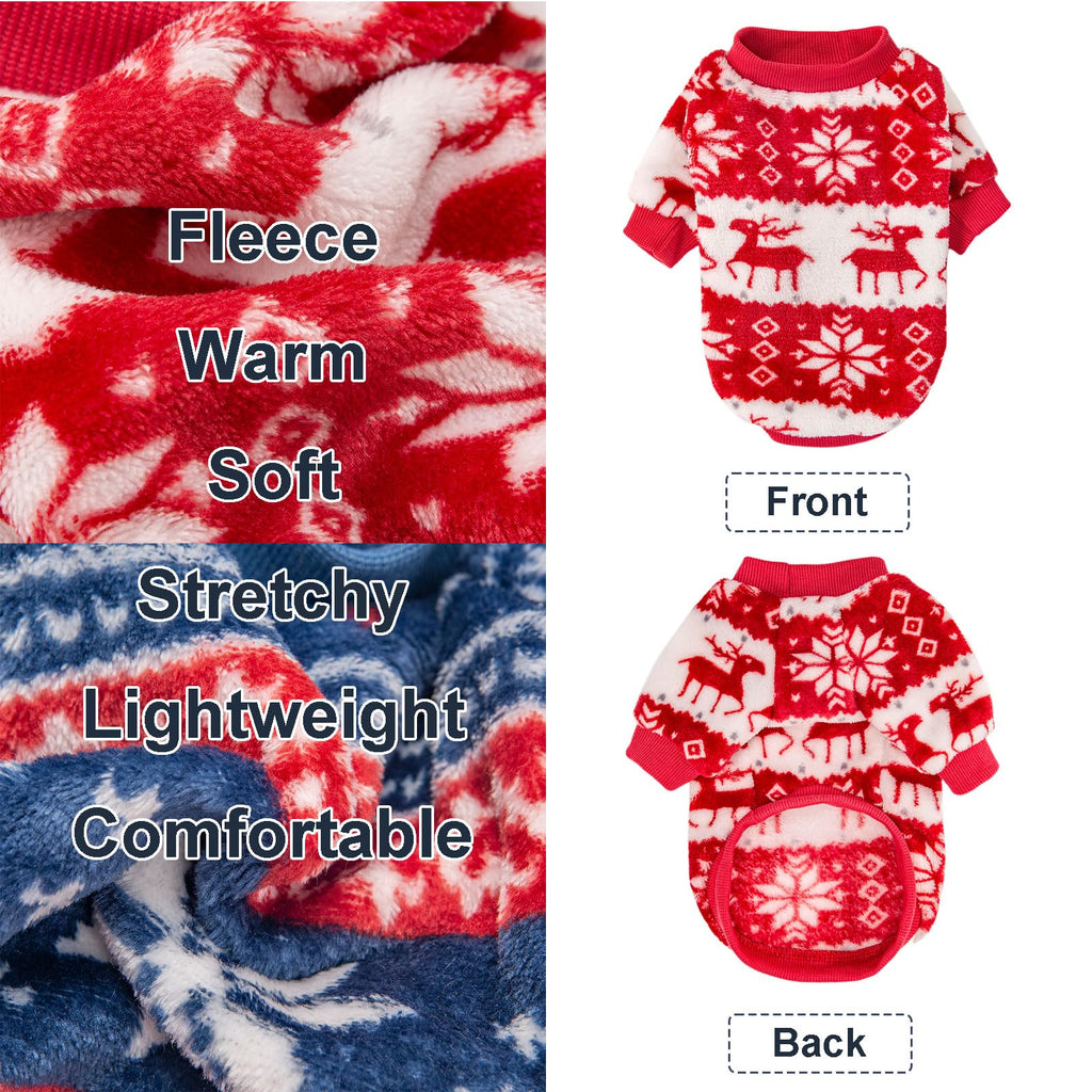 Kyaringtso 2 Pack Dog Sweaters for Small Dogs - Ultra Soft Warm Turtleneck Pullover, Christmas Red & Blue, Large