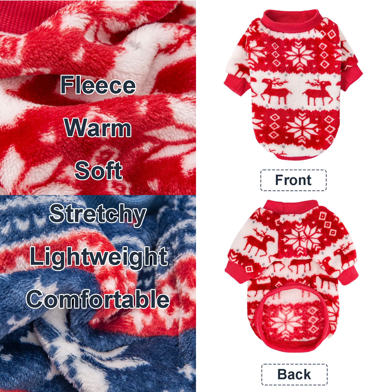 Kyaringtso 2 Pack Dog Sweaters for Small Dogs - Ultra Soft Warm Turtleneck Pullover, Christmas Red & Blue, Large