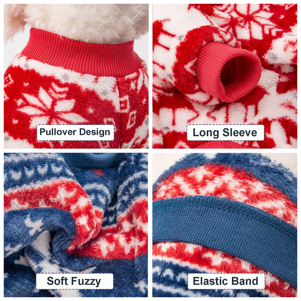 Kyaringtso 2 Pack Dog Sweaters for Small Dogs - Ultra Soft Warm Turtleneck Pullover, Christmas Red & Blue, Large