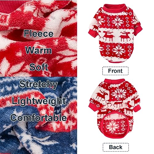 Kyaringtso 2 Pack Dog Sweaters for Small Dogs - Ultra Soft Warm Turtleneck Pullover, Christmas Red & Blue, Large