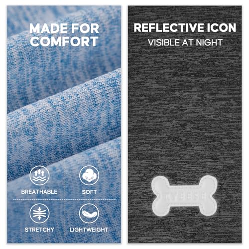 KYEESE 2 Pack Dog Shirts with Sleeves - Lightweight Sun Protection Quick Dry T-Shirts for Small Dogs, Blue & Grey, Medium