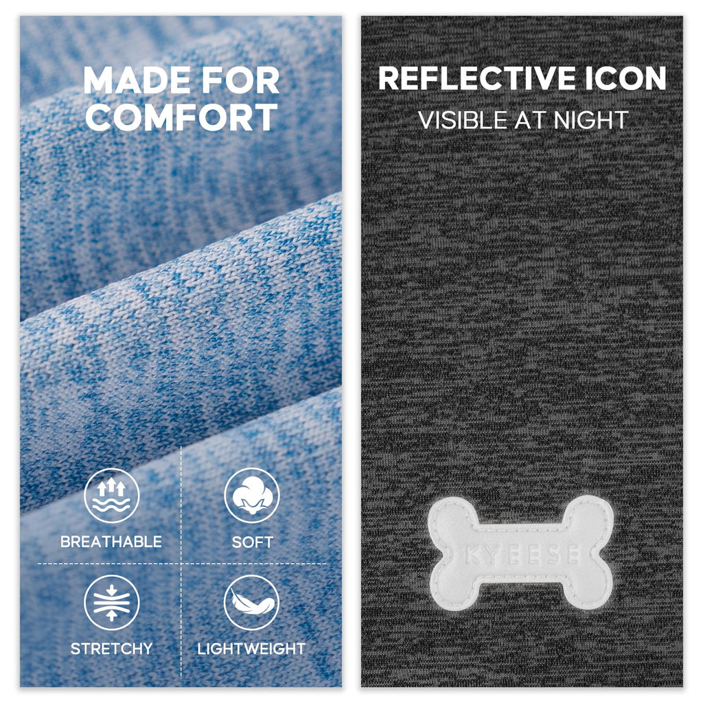 KYEESE 2 Pack Dog Shirts with Sleeves - Lightweight Sun Protection Quick Dry T-Shirts for Small Dogs, Blue & Grey, Medium