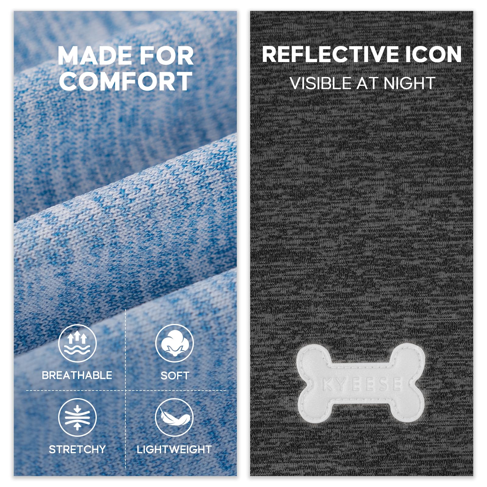 KYEESE 2 Pack Dog Shirts with Sleeves - Lightweight Sun Protection Quick Dry T-Shirts for Small Dogs, Blue & Grey, Medium