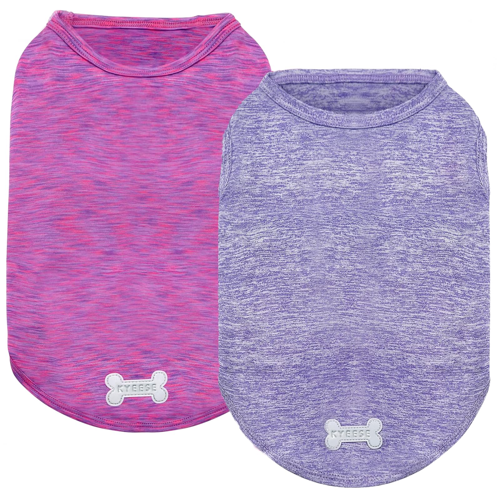 KYEESE 2-Pack Sleeveless Dog Tees: Quick-Dry, Sun-Protective with Reflective Label - Medium, Purple/Pink for Small Dogs