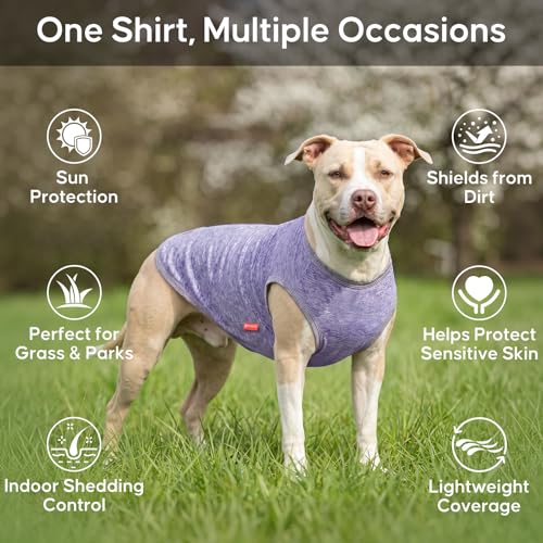 KYEESE 2-Pack Sleeveless Dog Tees: Quick-Dry, Sun-Protective with Reflective Label - Medium, Purple/Pink for Small Dogs