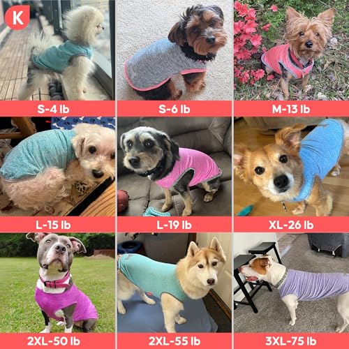 KYEESE 2-Pack Sleeveless Dog Tees: Quick-Dry, Sun-Protective with Reflective Label - Medium, Purple/Pink for Small Dogs