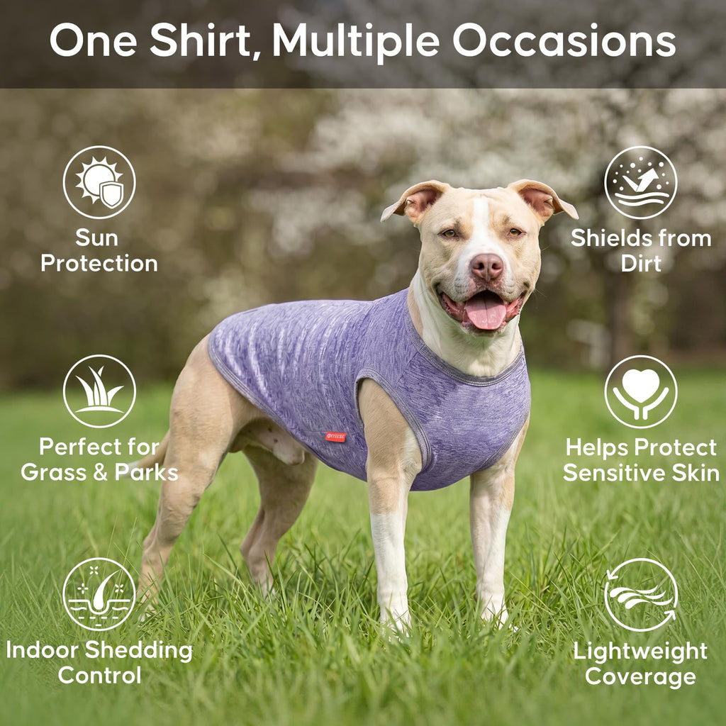KYEESE 2-Pack Sleeveless Dog Tees: Quick-Dry, Sun-Protective with Reflective Label - Medium, Purple/Pink for Small Dogs