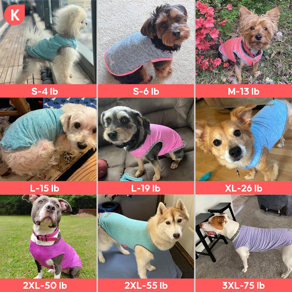 KYEESE 2-Pack Sleeveless Dog Tees: Quick-Dry, Sun-Protective with Reflective Label - Medium, Purple/Pink for Small Dogs