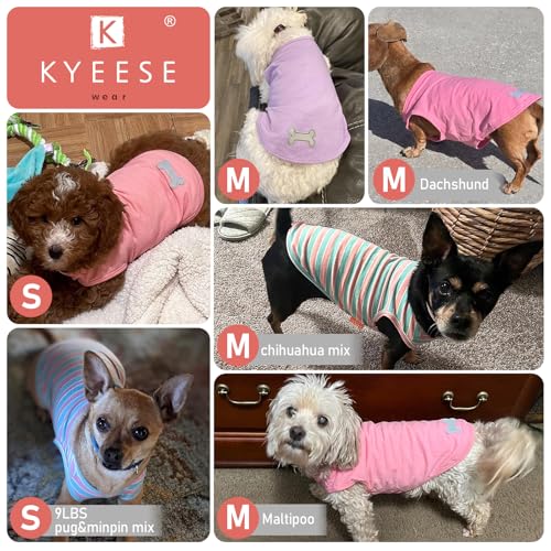 KYEESE 2-Pack Striped Dog Shirt – Soft Cotton Tank Top for Small Dogs (Pink, Medium)