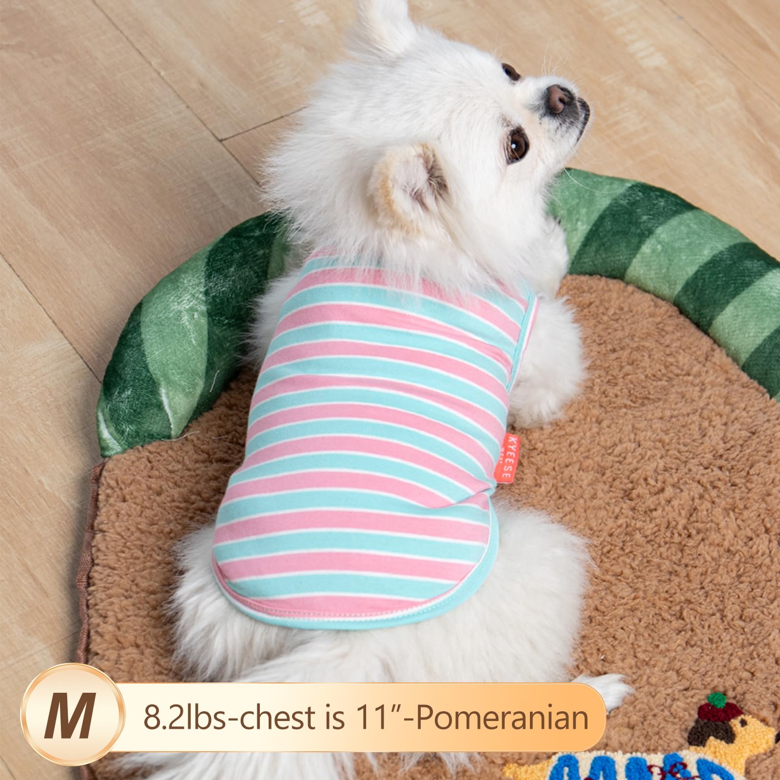 KYEESE 2-Pack Striped Dog Shirt – Soft Cotton Tank Top for Small Dogs (Pink, Medium)