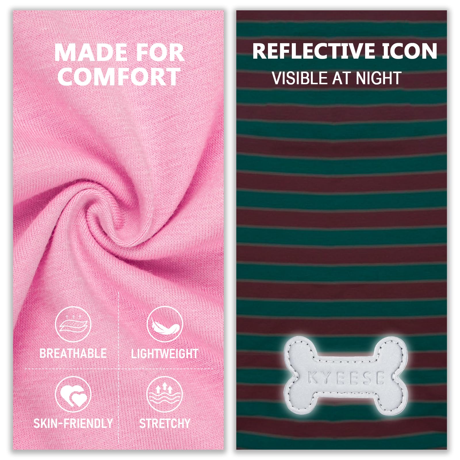 KYEESE 2-Pack Striped Dog Shirt – Soft Cotton Tank Top for Small Dogs (Pink, Medium)