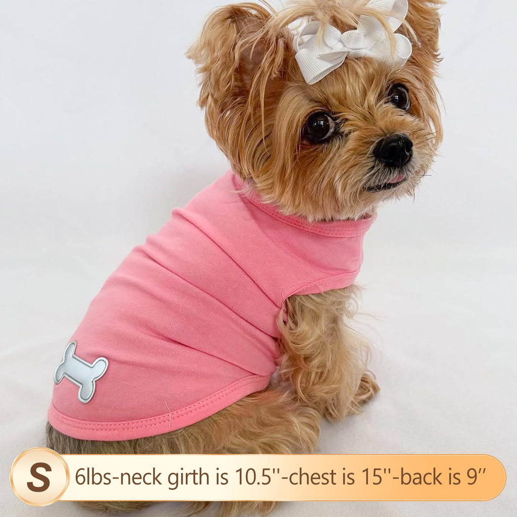 KYEESE 2Pack Dog Shirt - Soft Striped Cotton Tank Top for Small Dogs & Cats, Pink, Size Small