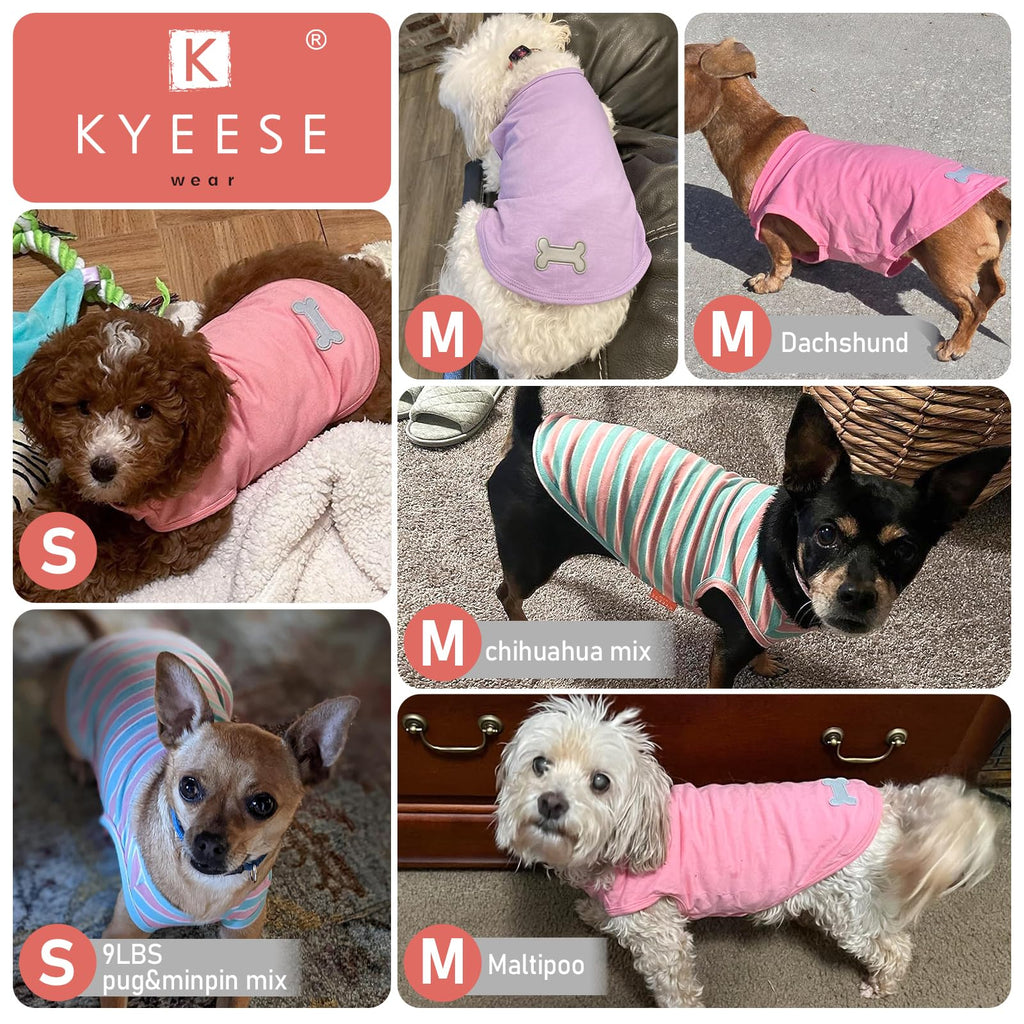KYEESE 2Pack Dog Shirt - Soft Striped Cotton Tank Top for Small Dogs & Cats, Pink, Size Small