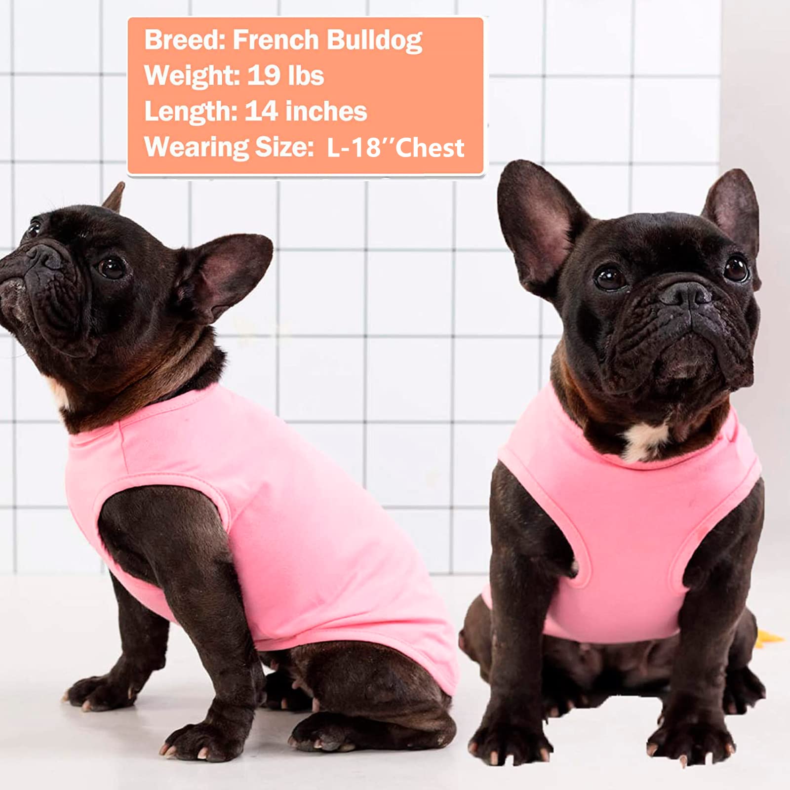 KYEESE 2Pack Dog Shirt - Soft Striped Cotton Tank Top for Small Dogs & Cats, Pink, Size Small