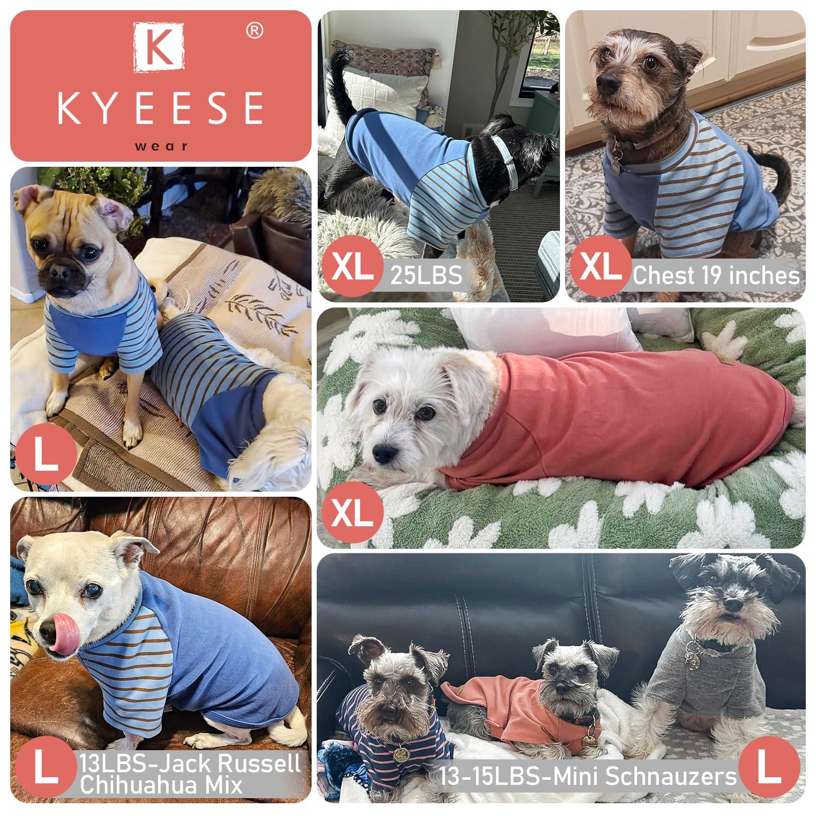 KYEESE 3-Pack Stretchy Fleece Dog Sweaters – Pullover Style, Lightweight, Machine Washable (XL for 30-50 lbs)