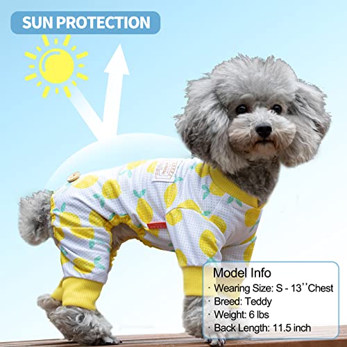 KYEESE Breathable Mesh Dog Pajamas for Small Dogs - Lightweight Summer Sun Protection Pajama Onesie (Lemon, XS)