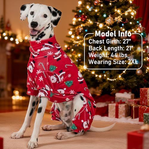KYEESE Christmas Dog Pajamas – Santa Claus Turtleneck Onesie for Small Dogs, Soft Velvet, Warm Holiday Outfit (Small, 6-11 lbs)