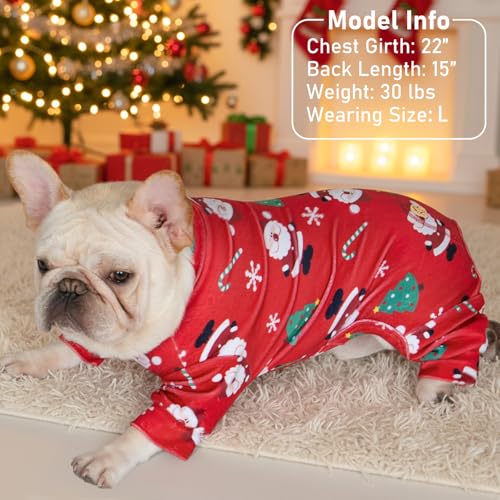 KYEESE Christmas Dog Pajamas – Santa Claus Turtleneck Onesie for Small Dogs, Soft Velvet, Warm Holiday Outfit (Small, 6-11 lbs)