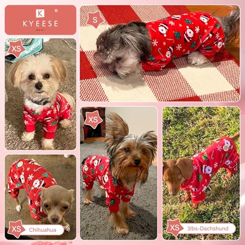 KYEESE Christmas Dog Pajamas – Santa Claus Turtleneck Onesie for Small Dogs, Soft Velvet, Warm Holiday Outfit (Small, 6-11 lbs)