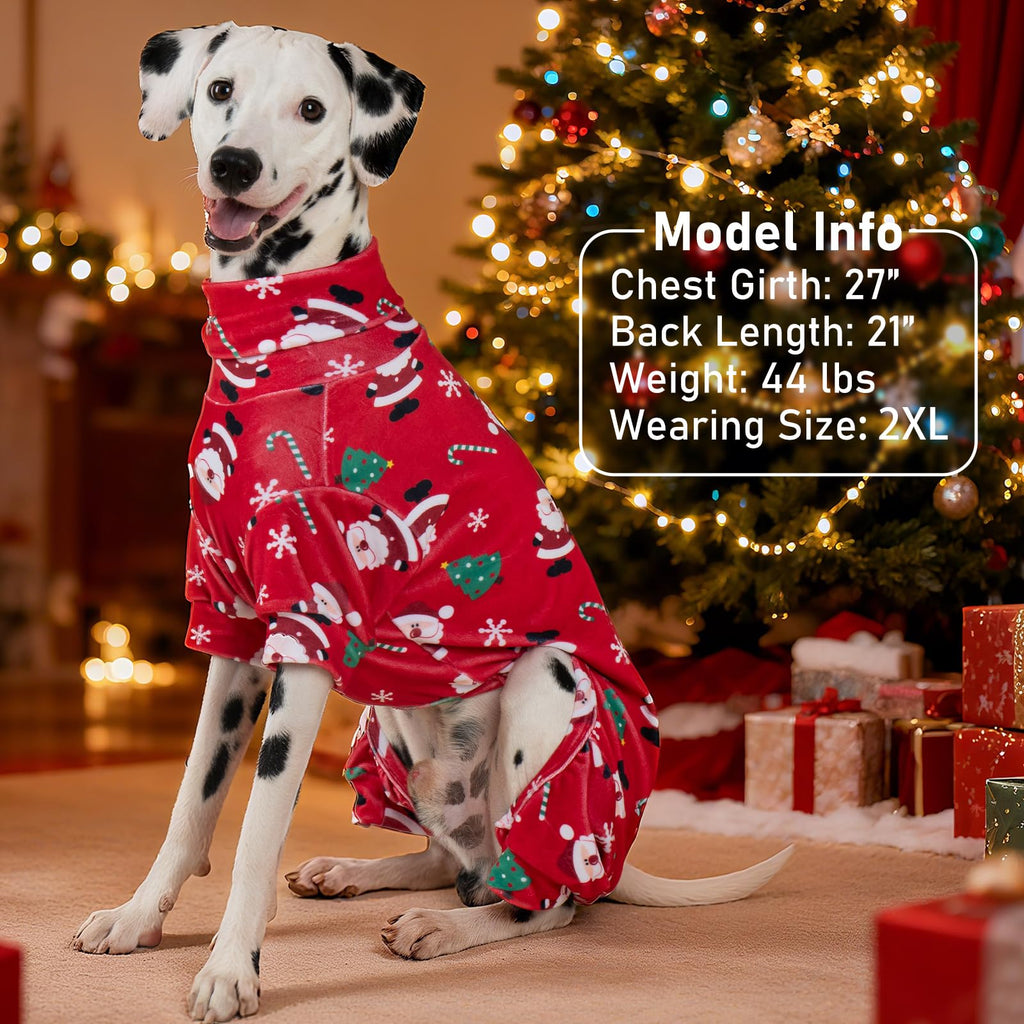 KYEESE Christmas Dog Pajamas – Santa Claus Turtleneck Onesie for Small Dogs, Soft Velvet, Warm Holiday Outfit (Small, 6-11 lbs)