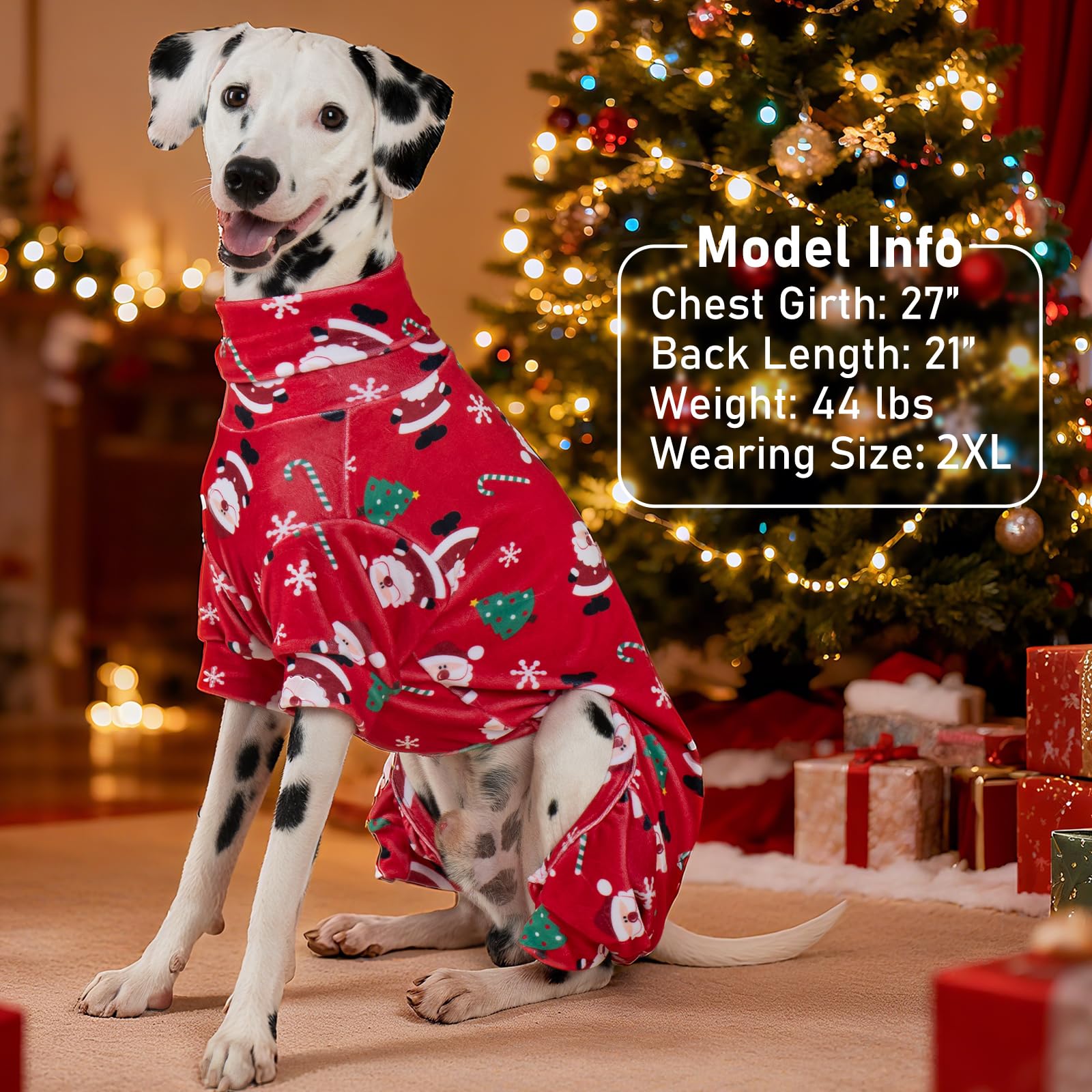 KYEESE Christmas Dog Pajamas – Santa Claus Turtleneck Onesie for Small Dogs, Soft Velvet, Warm Holiday Outfit (Small, 6-11 lbs)