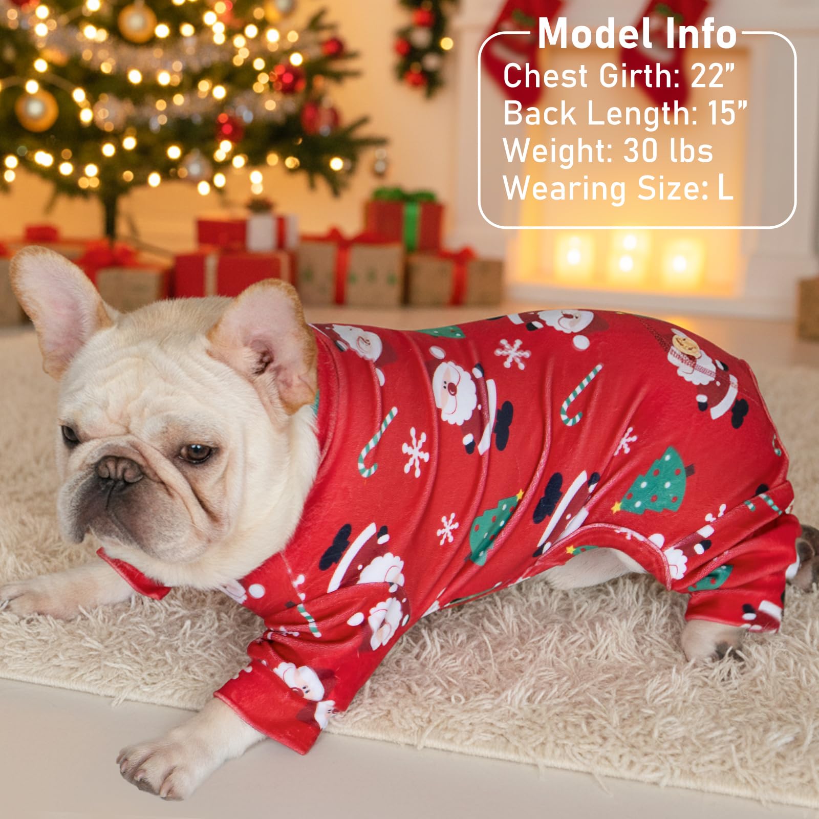 KYEESE Christmas Dog Pajamas – Santa Claus Turtleneck Onesie for Small Dogs, Soft Velvet, Warm Holiday Outfit (Small, 6-11 lbs)