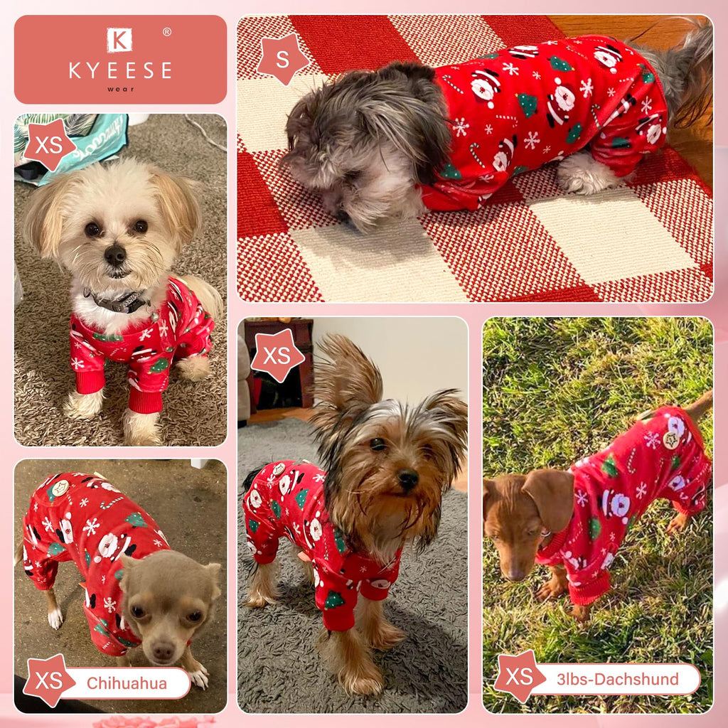KYEESE Christmas Dog Pajamas – Santa Claus Turtleneck Onesie for Small Dogs, Soft Velvet, Warm Holiday Outfit (Small, 6-11 lbs)