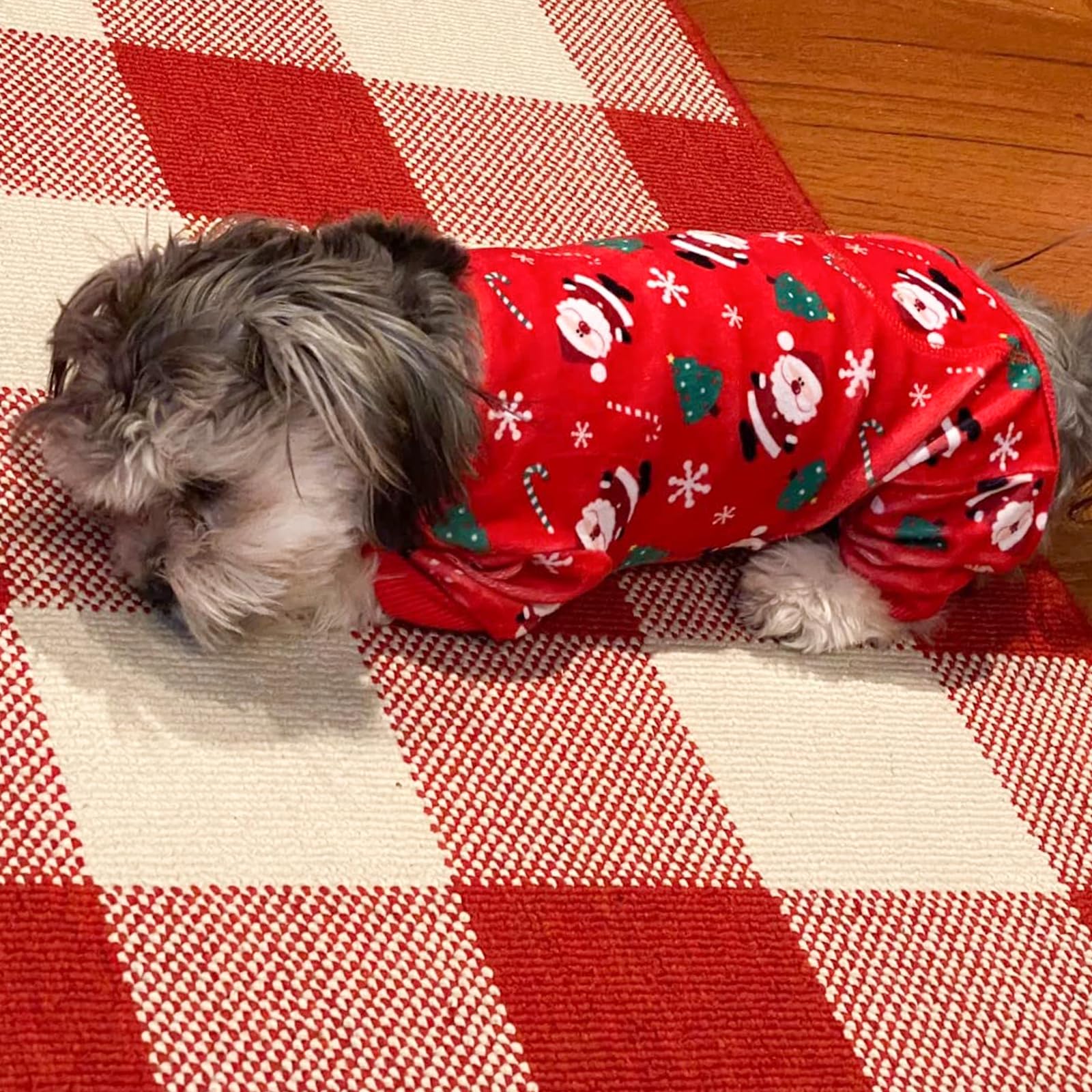 KYEESE Christmas Dog Pajamas – Santa Claus Turtleneck Onesie for Small Dogs, Soft Velvet, Warm Holiday Outfit (Small, 6-11 lbs)