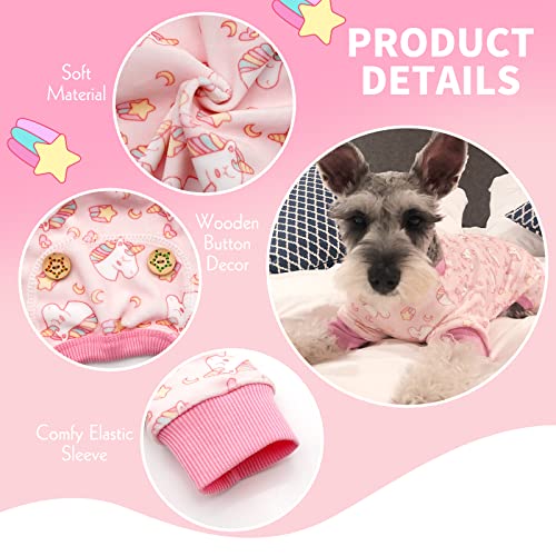 KYEESE Large Dog Pajamas – Soft Stretchy Velvet Onesie with Pink Unicorn Print for Small Breeds (15-22 lbs)