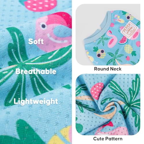 KYEESE Lightweight Mesh Dog Pajamas for Small Dogs – Breathable Summer Sleepwear with Sun Protection, Flamingo, Size L