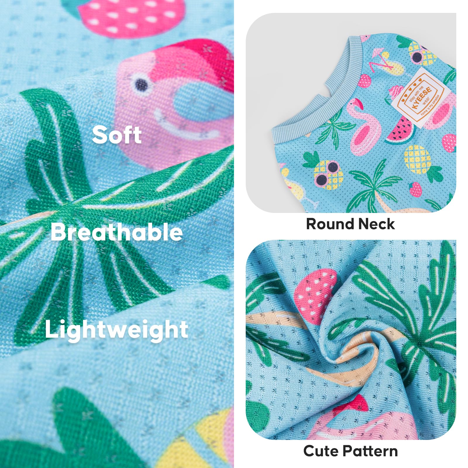 KYEESE Lightweight Mesh Dog Pajamas for Small Dogs – Breathable Summer Sleepwear with Sun Protection, Flamingo, Size L