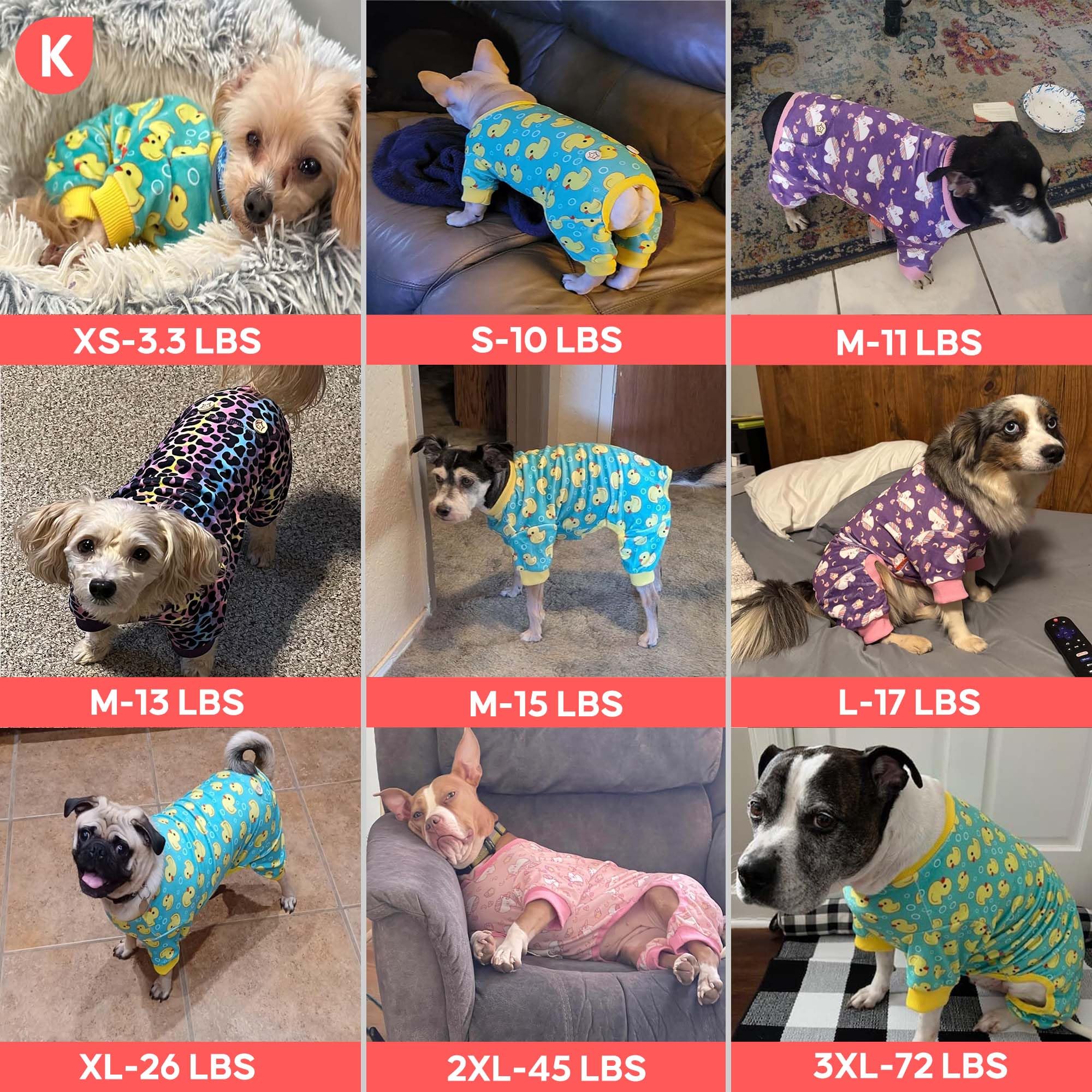 KYEESE Medium Dog Pajamas - Soft Velvet Unicorn Onesie for Small Dogs (11-15 lbs)