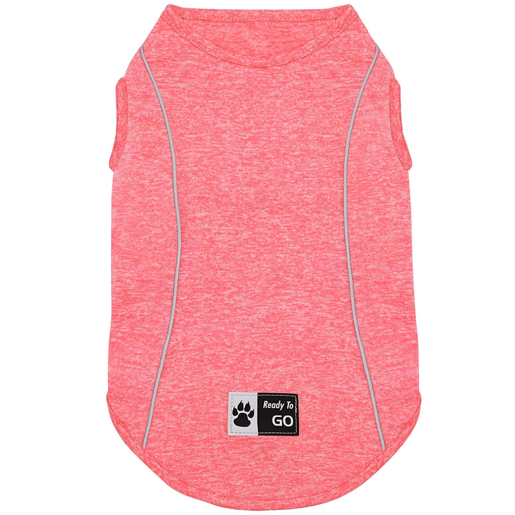 KYEESE Reflective Dog Shirt - Lightweight Sun Protection Tank Top for Small Dogs, Coral Red, Large (13-19 lbs)