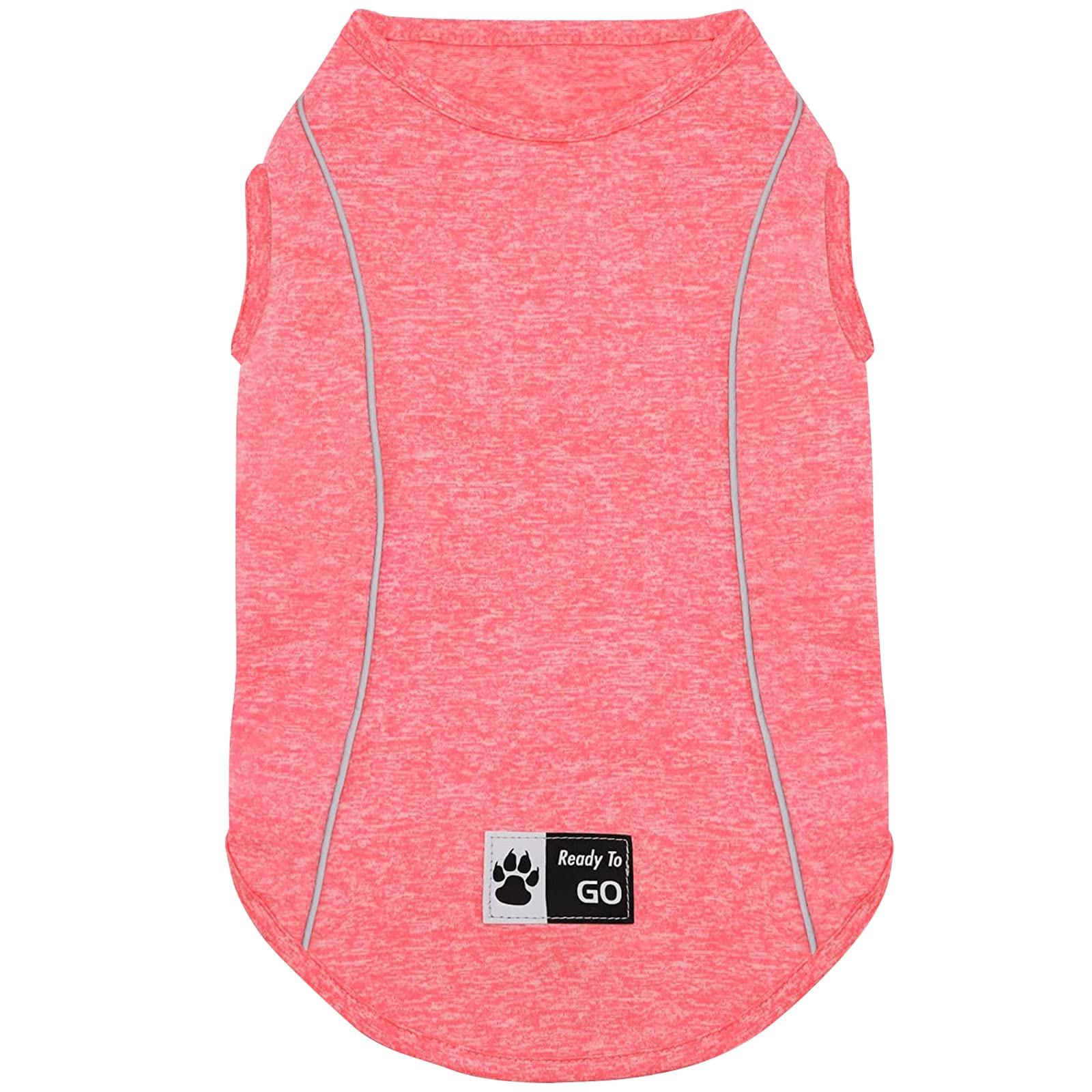 KYEESE Reflective Dog Shirt - Lightweight Sun Protection Tank Top for Small Dogs, Coral Red, Large (13-19 lbs)