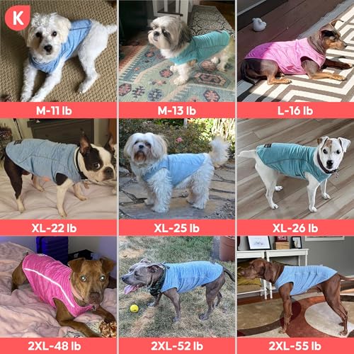 KYEESE Reflective Dog Shirt - Lightweight Sun Protection Tank Top for Small Dogs, Coral Red, Large (13-19 lbs)