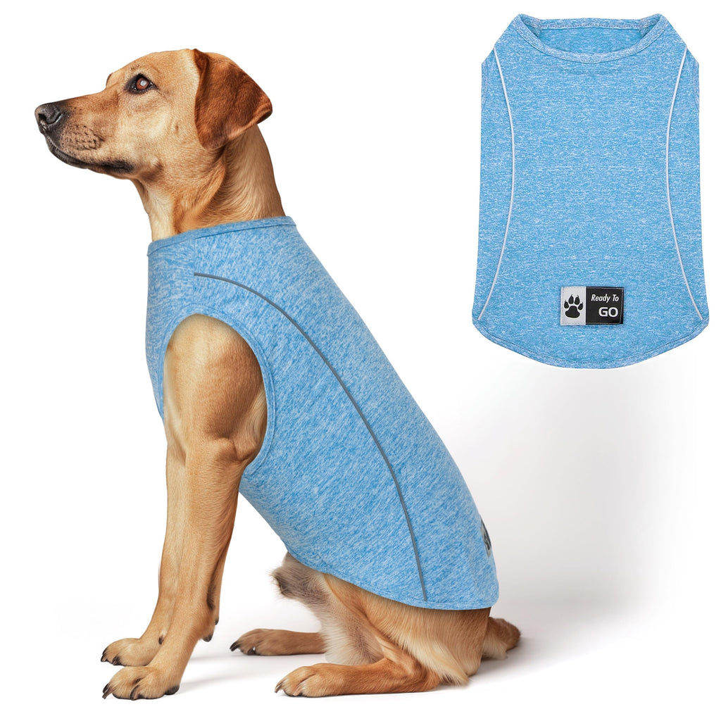 KYEESE Reflective Dog Shirt – Lightweight Sun Protection Tee for Medium & Large Dogs, Blue, 2XL