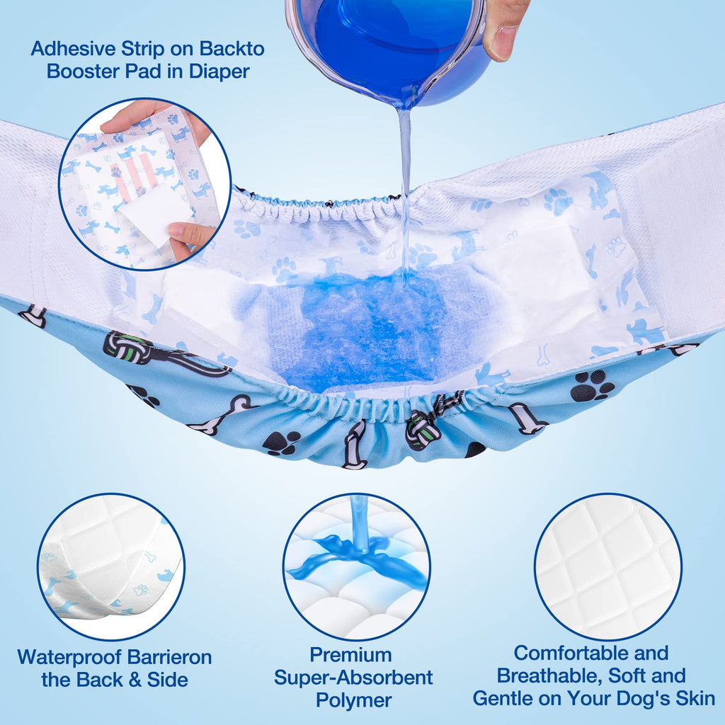 Ladadee Disposable Dog Diaper Booster Pads, 80 Count - Absorbent Liners for Male & Female Dogs