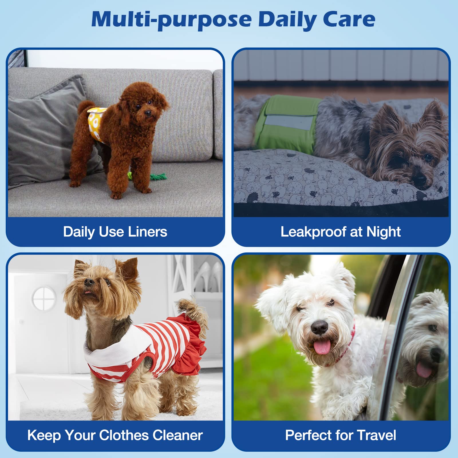 Ladadee Disposable Dog Diaper Booster Pads, 80 Count - Absorbent Liners for Male & Female Dogs