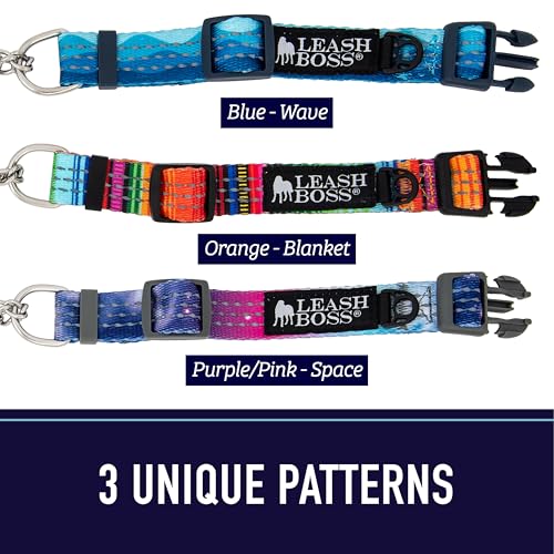 Leash Boss Blue Wave Martingale Dog Collar – Reflective Nylon No-Pull Training Collar for Small Dogs
