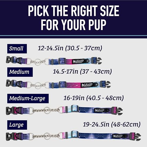 Leash Boss Blue Wave Martingale Dog Collar – Reflective Nylon No-Pull Training Collar for Small Dogs
