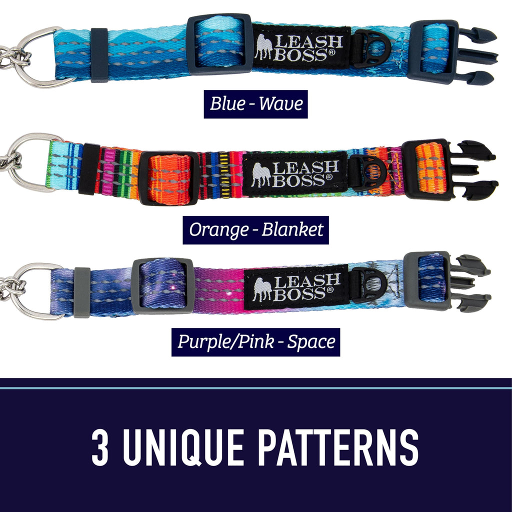 Leash Boss Blue Wave Martingale Dog Collar – Reflective Nylon No-Pull Training Collar for Small Dogs