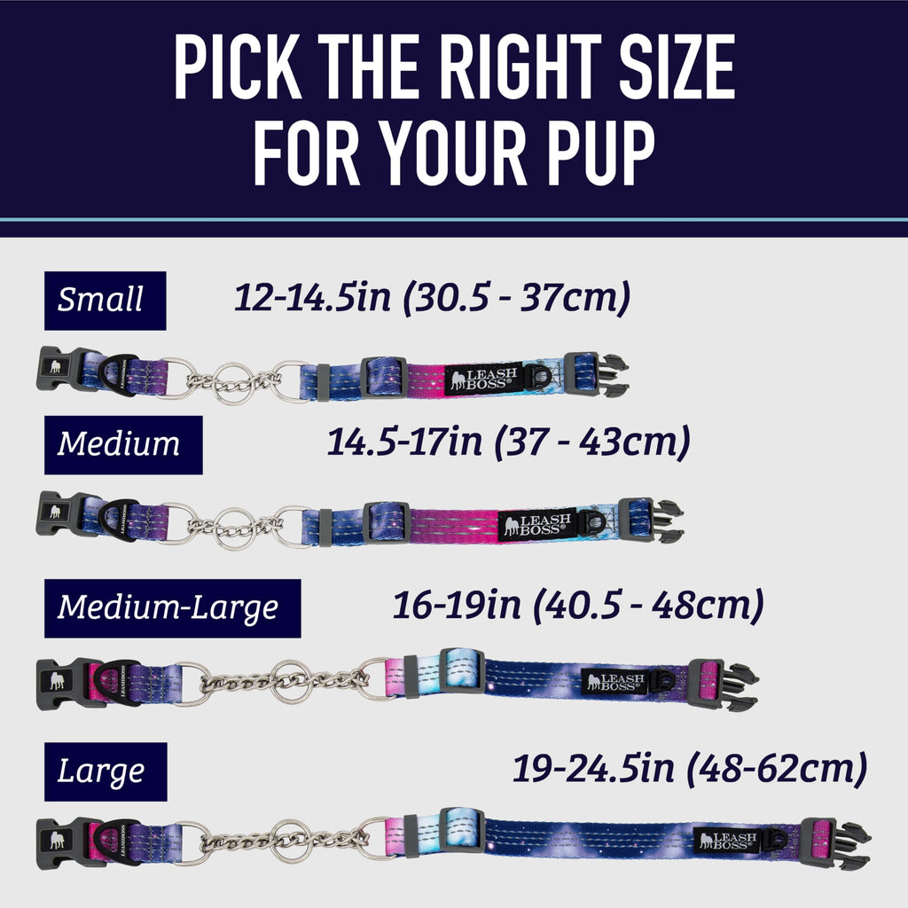 Leash Boss Blue Wave Martingale Dog Collar – Reflective Nylon No-Pull Training Collar for Small Dogs