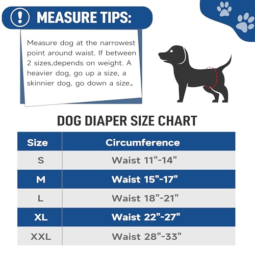 Leekalos Washable Male Dog Diapers – 5 Pack Medium Belly Bands for Dogs, Leak-Proof & Absorbent