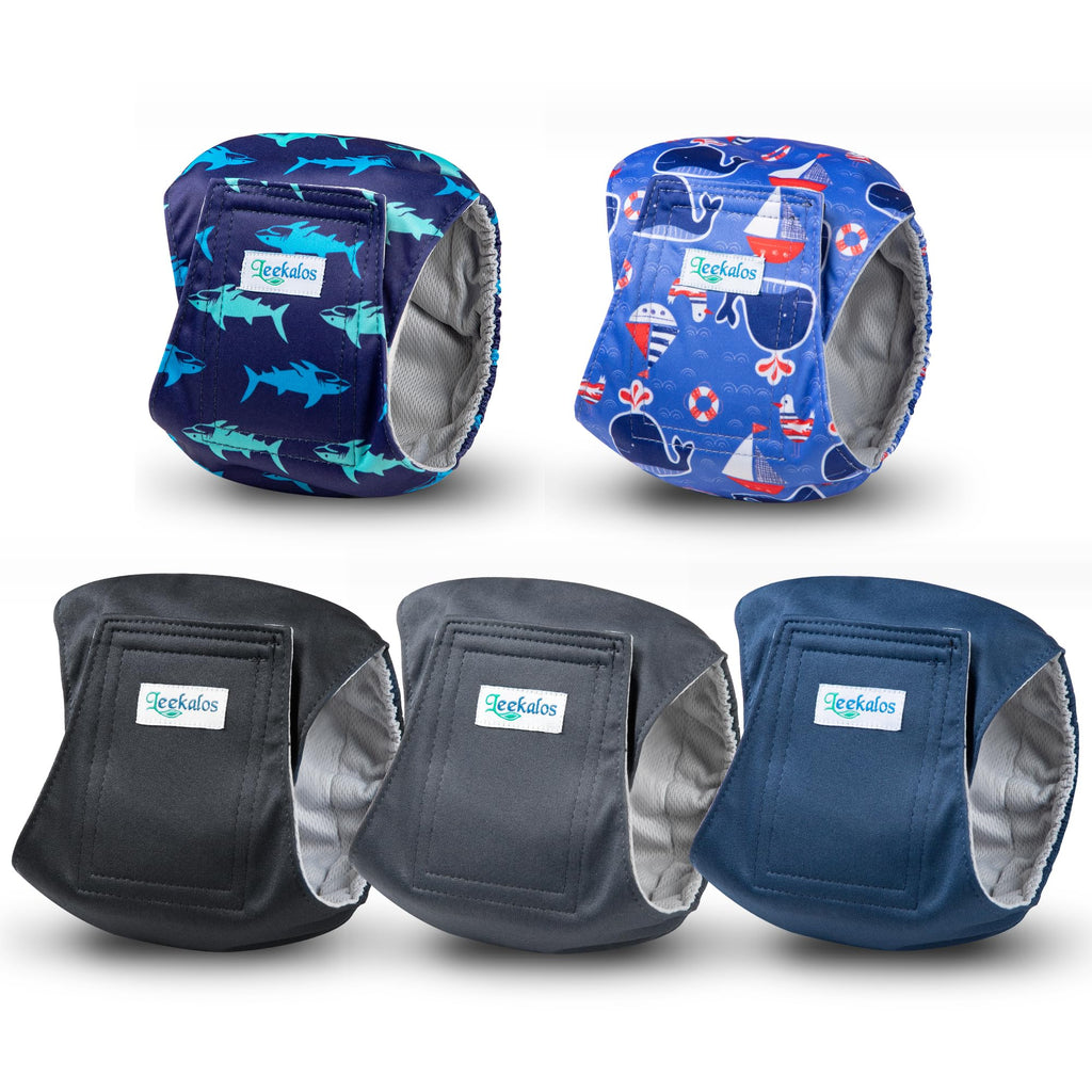 Leekalos Washable Male Dog Diapers – 5 Pack Medium Belly Bands for Dogs, Leak-Proof & Absorbent