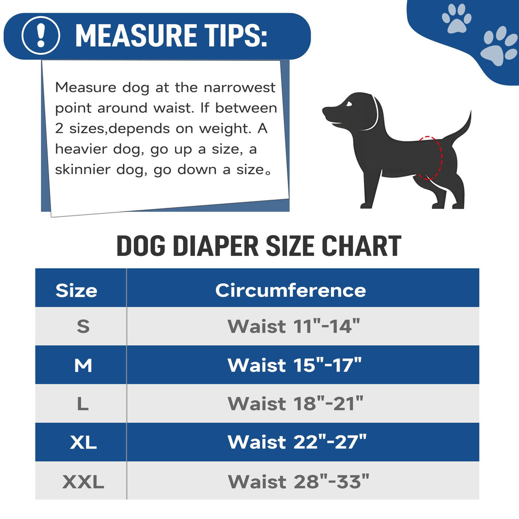 Leekalos Washable Male Dog Diapers – 5 Pack Medium Belly Bands for Dogs, Leak-Proof & Absorbent